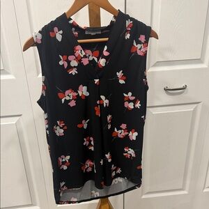 Chic Black Floral Sleeveless Blouse